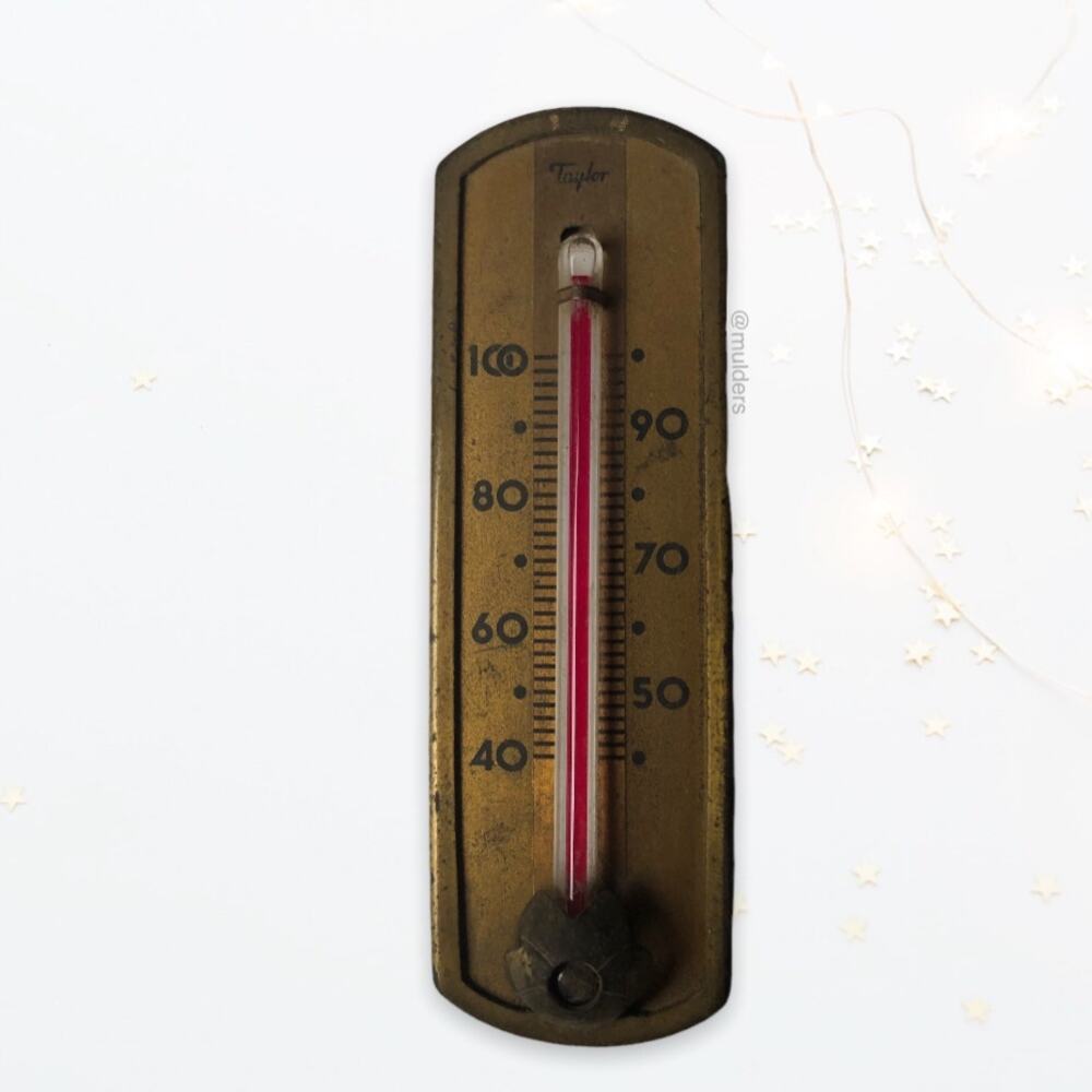 Vintage Taylor Small Mini Brass Thermometer Decor - Doesn't Seem To Work